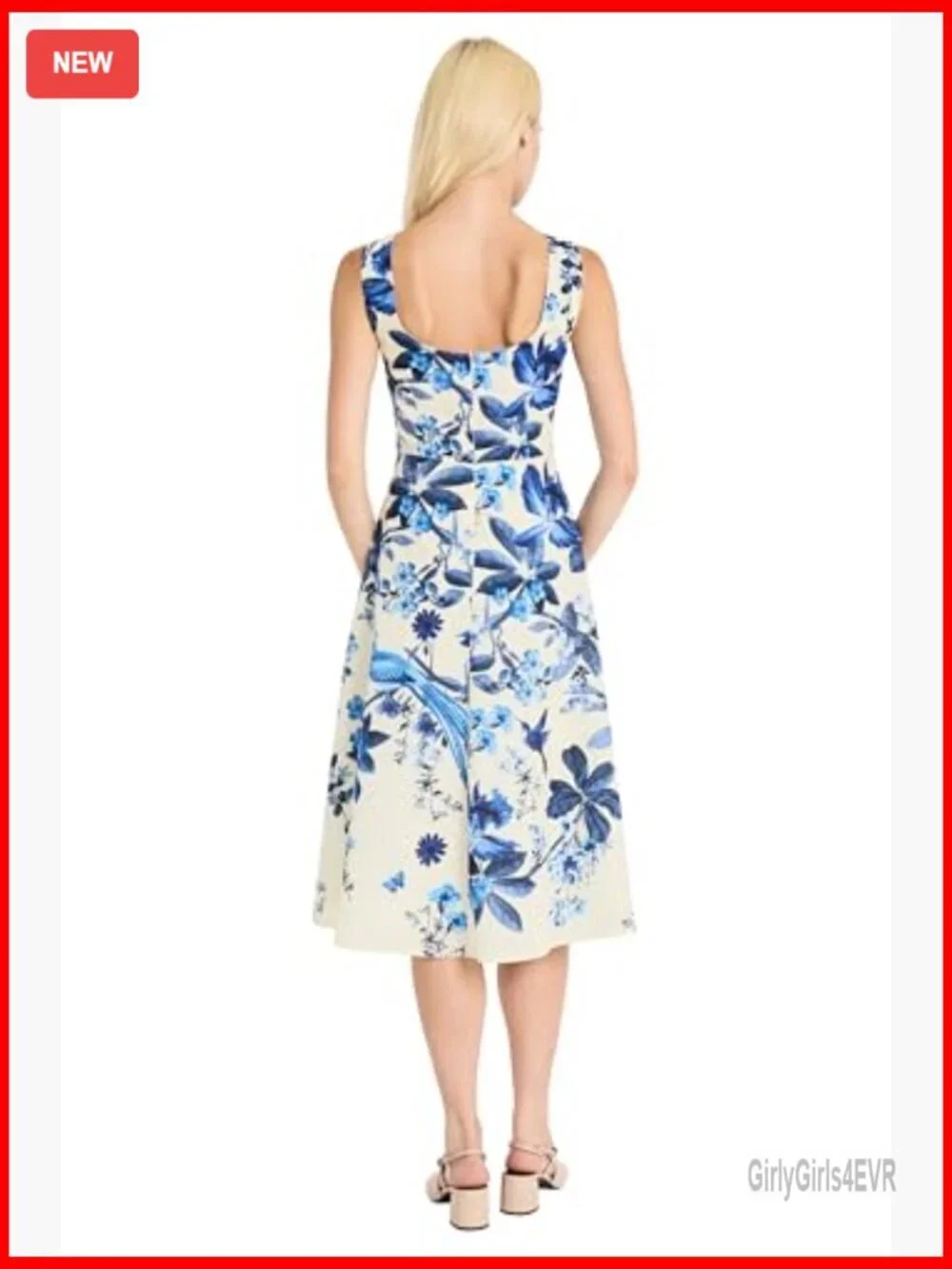 Fit and flare sleeveless midi dress with A-line silhouette for weddings - Picture 3 of 4